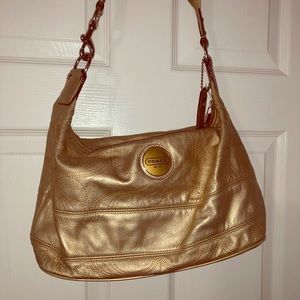 Gold lame Coach hobo bag.